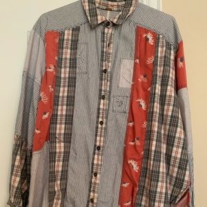 Free People denim oversized button up shirt